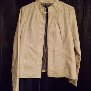 White Leather Jacket M